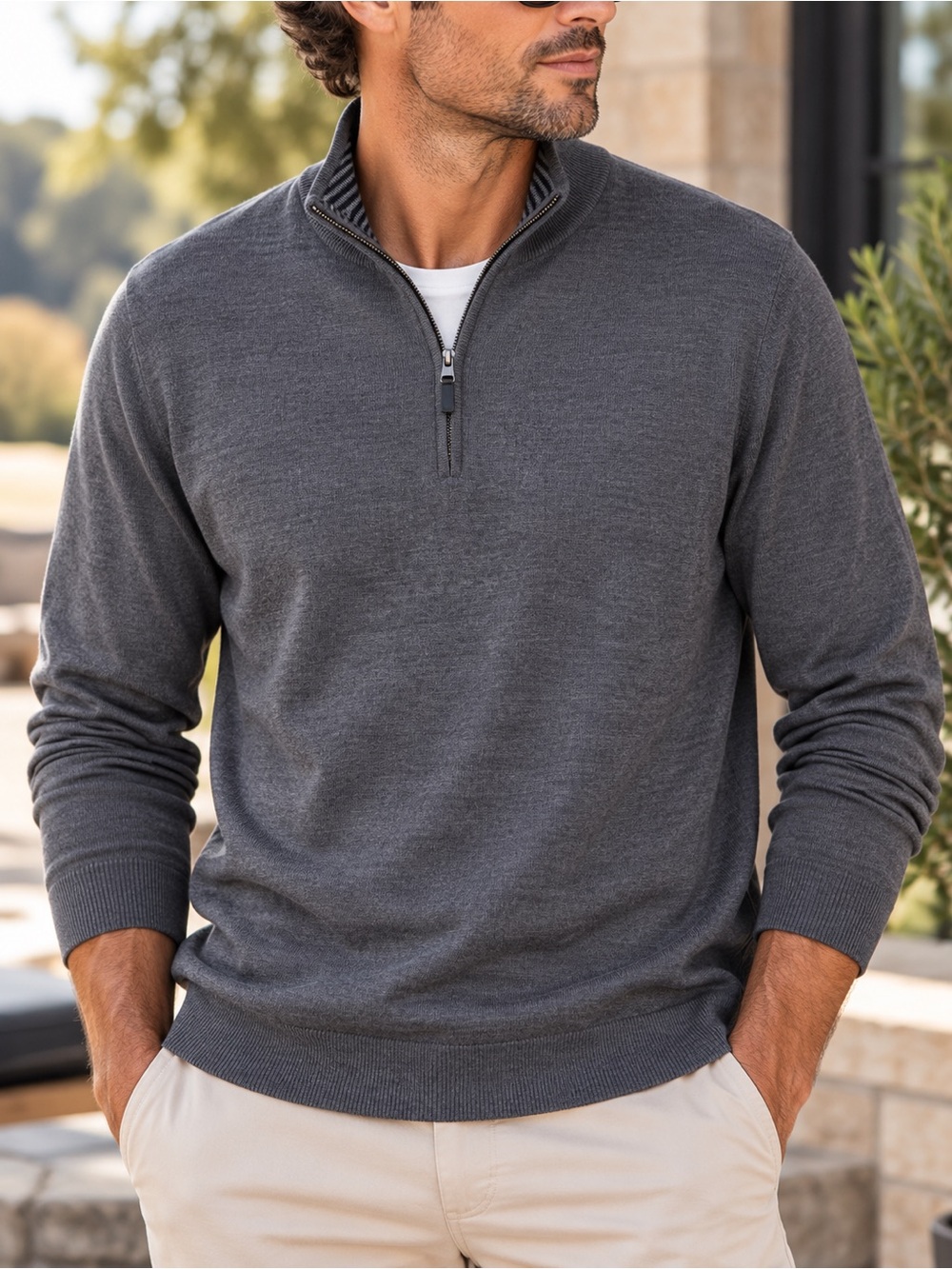 UNTUCKit Belguardo Merino Wool Quarter Zip Sweater Men’s XXL Gray #919